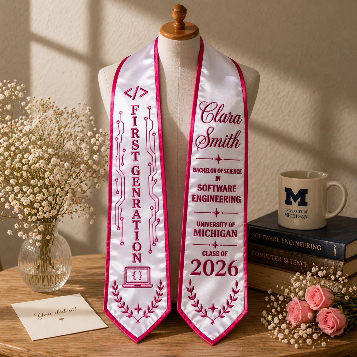 Personalized Graduation Stole Embroidered, First Generation Graduation ...