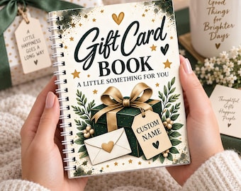Personalized Name Gift Card Book for Him/Her, Custom Name Gift Card Holder, Christmas Gift Book, Birthday Gift, Spiral Gift Card Book
