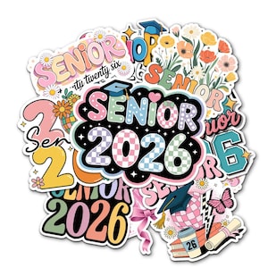 10 Pcs Class of 2026 Senior Stickers | Retro Floral Graduation Decals | Senior Year Scrapbook & Laptop Vinyl Stickers | Set of 10