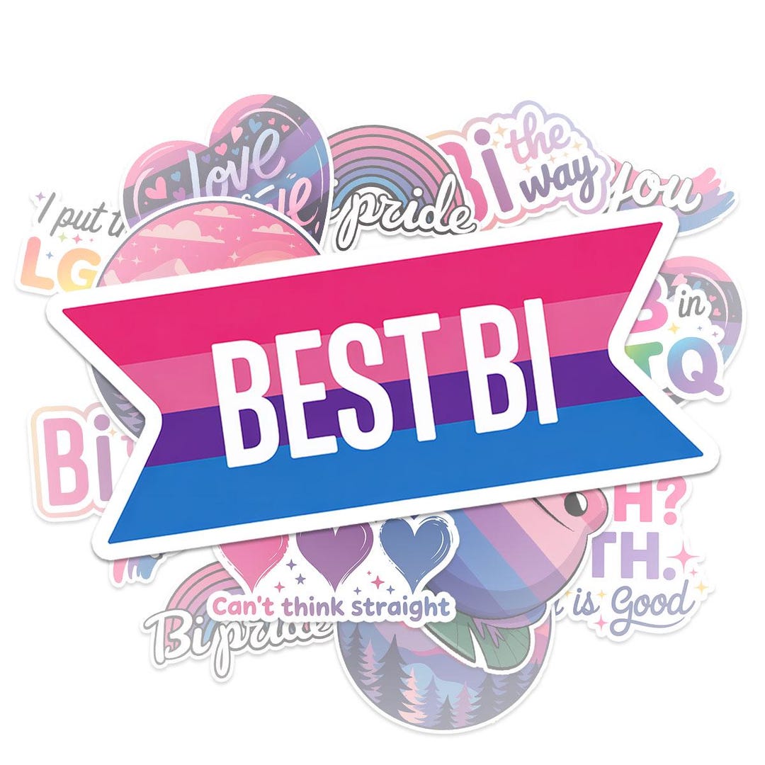 10pcs Bi Pride Vinyl Sticker Pack: LGBTQ+ Decals, Rainbow Designs - Etsy