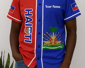 Personalized Haiti Baseball Jersey – Custom Haitian Flag Shirt for Men & Women – Proud Haiti Heritage Gift Idea