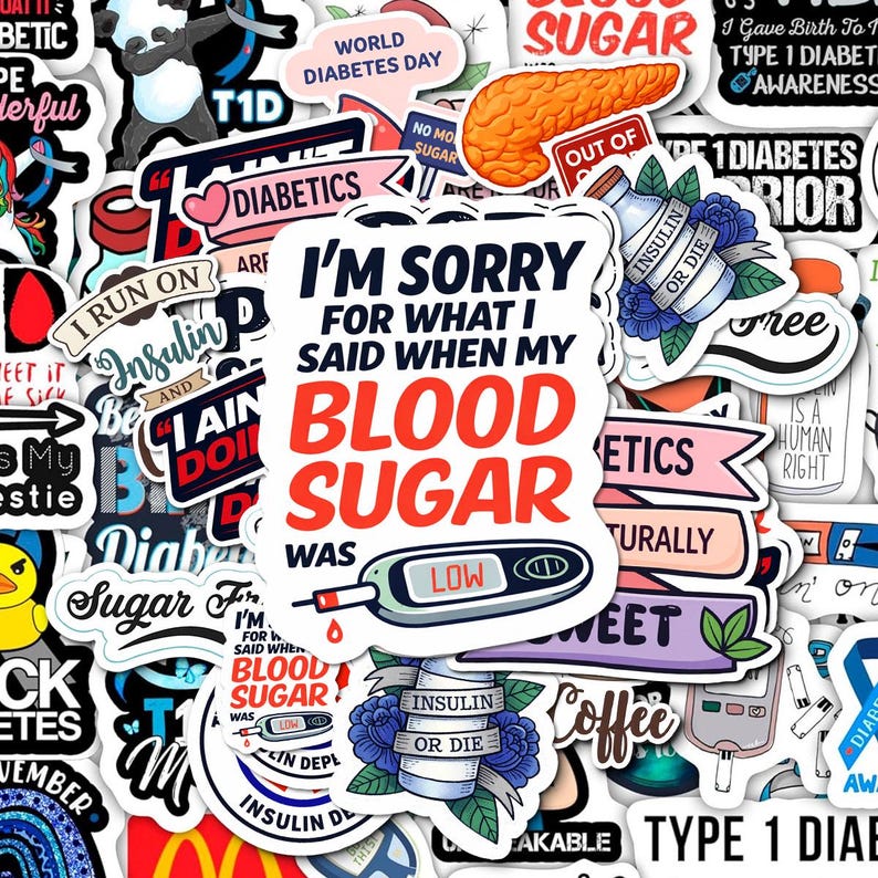 100pcs Diabetes Sticker Pack, Diabetes Gifts for Diabetics, Diabetic ...