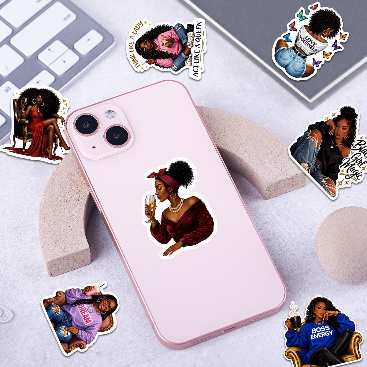 PACK 50 Black Women Stickers, Black Pride Girl Sticker Pack, Afro Girl ...