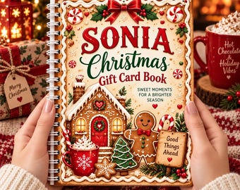 Personalized Christmas Gift Card Book, Custom Name Santa Gift Card Holder, Spiral Bound Holiday Gift Book, Christmas Stocking Stuffer
