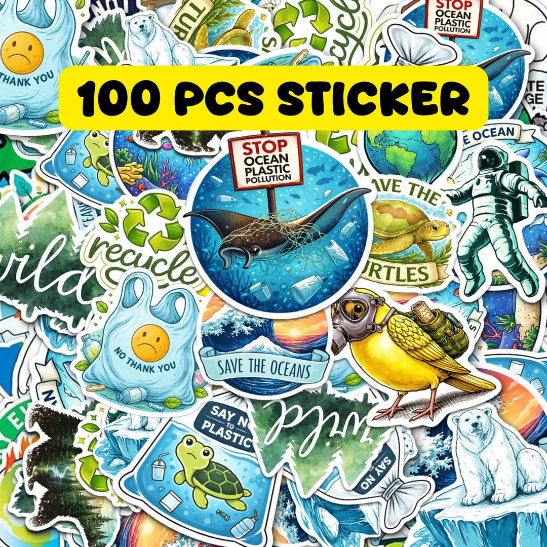 100pcs Earth Day Sticker, Recycle & Save Our Planet, Environment ...