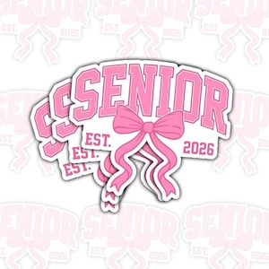1 Pcs Class of 2026 Pink Bow Senior Stickers | Cute Graduation Vinyl Decals | Gift for Grads, Scrapbooks & Laptops