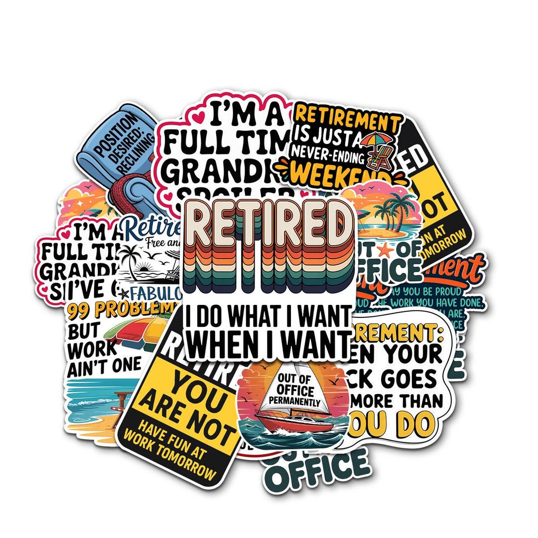 Retired Sticker 12pcs Retirement Sticker Pack, Funny Retirement Stickers, Goodbye Work ...