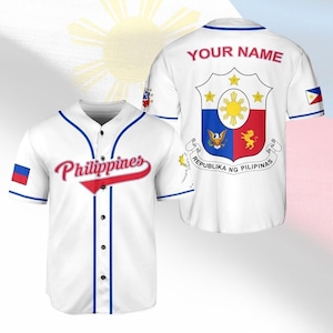 Personalized Philippines Baseball Jersey Shirt, Filipino Flag Map Custom Jersey, Pinoy Pride Gift for Men and Women
