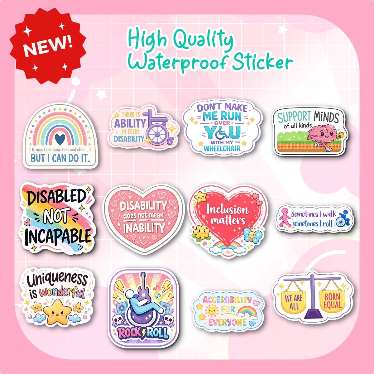 PACK 100pcs Disability Stickers Pack, Disability Awareness, Human ...