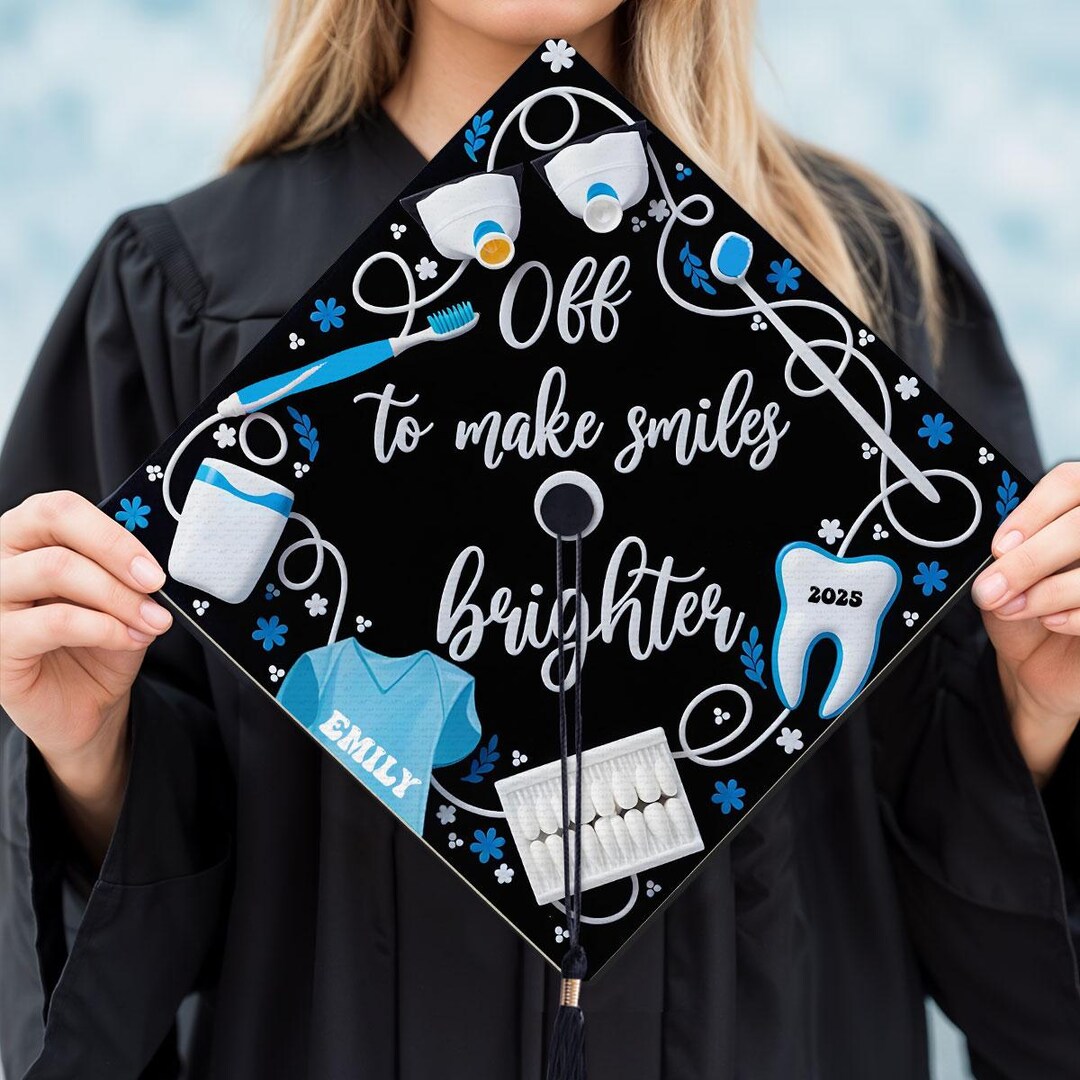 Dmd Grad Caps Off to Make Smiles Brighter Grad Cap Topper, Personalized Dentist ...