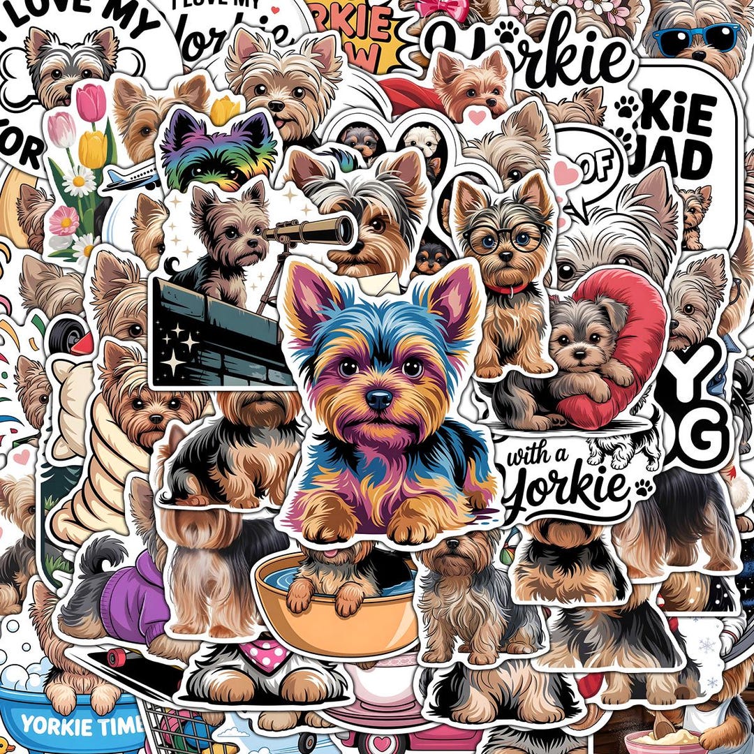 Yorki Sticker Transparent 60pcs Yorkshire Terrier Sticker Pack, Cute Yorkie Dog Stickers, Small ...