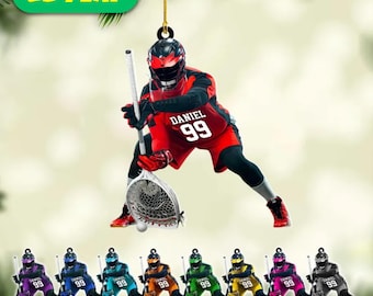Personalized Lacrosse Goalie Ornament, Custom Name & Number, Sports Christmas Tree Decoration