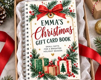 Personalized Christmas Gift Card Book, Custom Name 10-Page Holiday Gift Holder, Stocking Stuffer for Her, Family Christmas Keepsake
