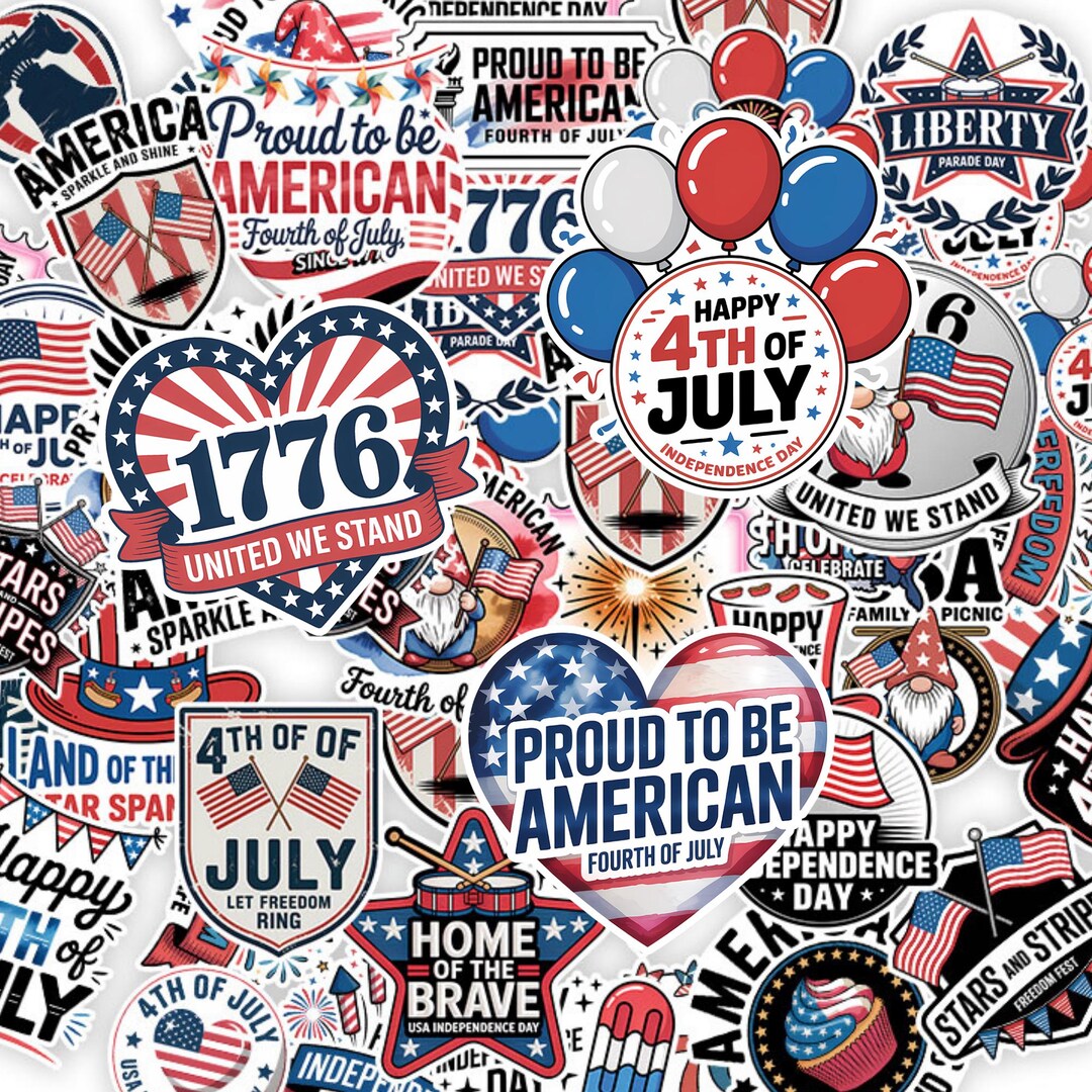 60pcs USSA 250th Years of Freedom Sticker, 4th of July Sticker Pack ...