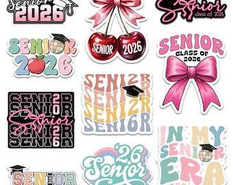 10Pcs Senior 2026 Stickers: Pastel Graduation Decals - Waterproof Vinyl
