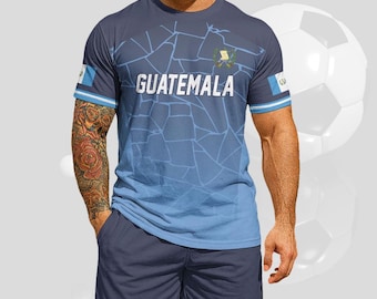 Guatemala Soccer Jersey Set: Cracked Blue Design, Custom Name & Number