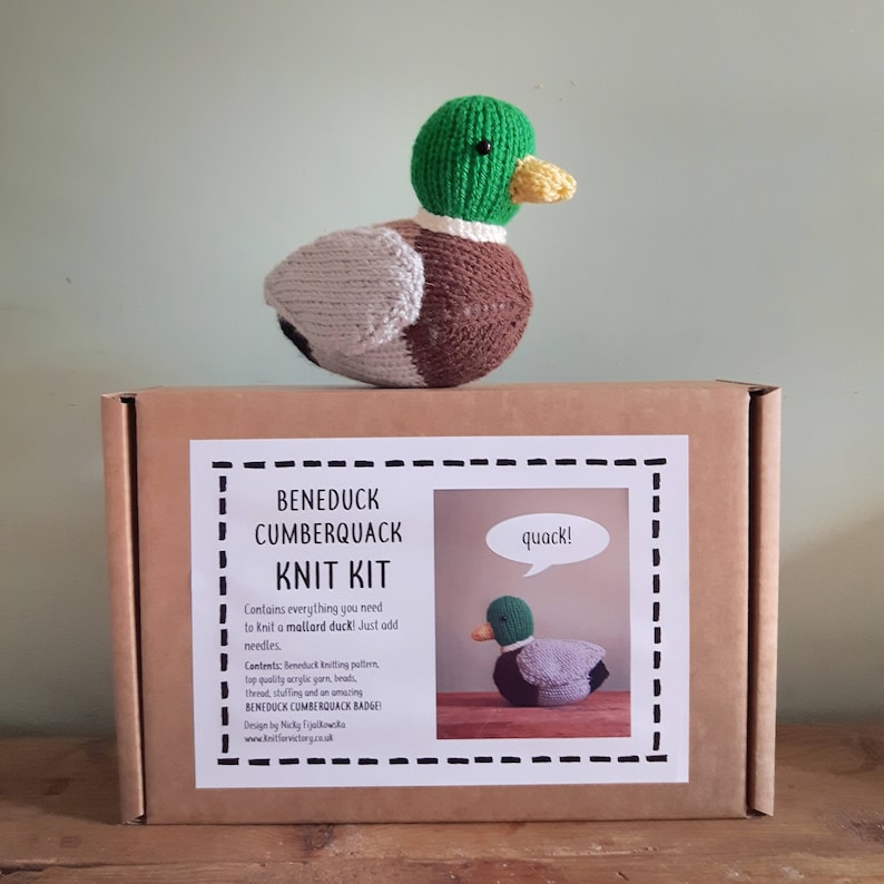 Mallard duck knit kit Beneduck Cumberquack knit a cute duck knitting kit gift with free button badge Benedict Cumberbatch image 3