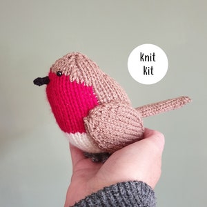 Robin knit kit - all you need to knit a cute robin - Albert the Robin knitting kit gift - Christmas gift