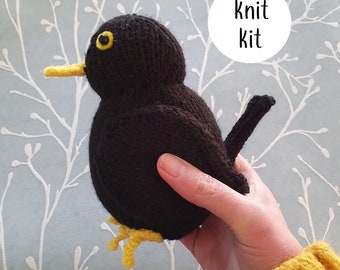 Blackbird knit kit - all you need to knit a cute blackbird knitting kit gift