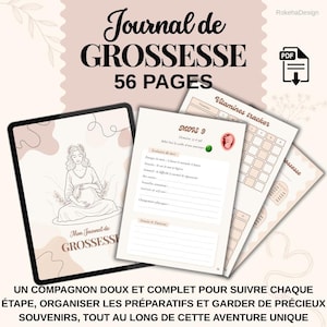 Journal de grossesse PDF à imprimer – Carnet grossesse complet 56 pages – Suivi grossesse, souvenirs, organisation future maman