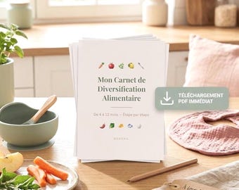 Carnet de Diversification Alimentaire Bébé PDF à Imprimer | Journal 4-12 Mois | Suivi Introduction Aliments | 28 pages
