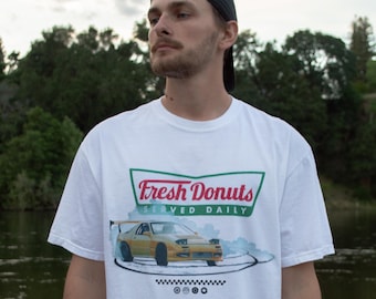 Fresh Donuts Served Daily, Mazda RX7 Shirt, Car Guy Gift, 100% Cotton Comfort Colors, Car Shirt, Racing Car Tee, Gift For Boy, No AI