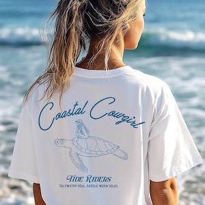 Coastal Cowgirl Shirt, Surf Shirt, Vintage Style for Beach, Cowgirl Surf Shirt for Festivals and Country Concerts, Cowgirl Tee for Summer