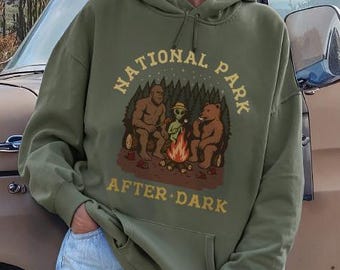 Moletom com Capuz Parque Nacional Após o Anoitecer, Moletom com Capuz Natureza, Moletom com Capuz Unissex Divertido para Camping Gildan 18500, Moletom com Capuz Pé Grande, Moletom com Capuz Alienígena, Moletom com Capuz para Caminhadas