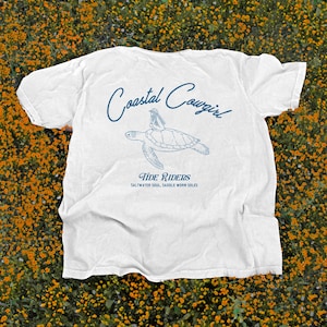 Coastal Cowgirl Shirt, Surf Shirt, 100% Cotton Comfort Colors, Cowgirl Surf Shirt for Festivals and Country Concerts, Cowgirl Tee for Summer image 1