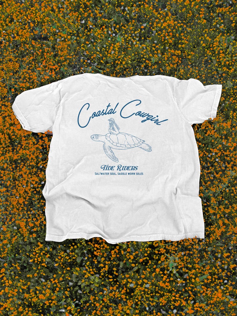 Coastal Cowgirl Shirt, Surf Shirt, 100% Cotton Comfort Colors, Cowgirl Surf Shirt for Festivals and Country Concerts, Cowgirl Tee for Summer image 1