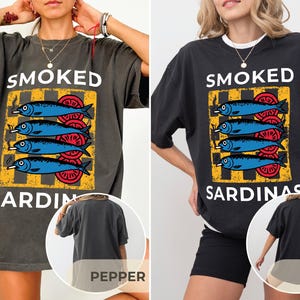 Sardine Shirt Beach Wear, Retro Sardines Graphic Shirt, Fish Camp Tee, Amalfi Aesthetic, 100% Cotton Comfort Colors, Funny Sardine T-Shirt Pepper
