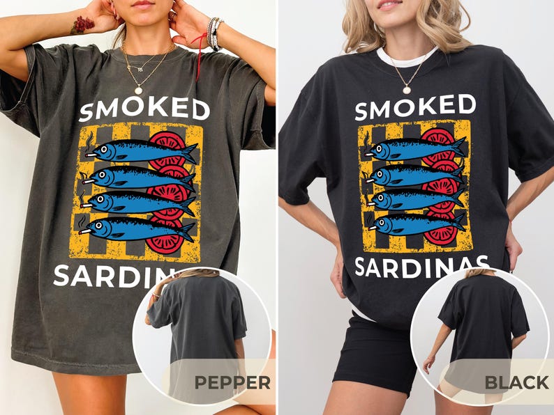 Sardine Shirt Beach Wear, Retro Sardines Graphic Shirt, Fish Camp Tee, Amalfi Aesthetic, 100% Cotton Comfort Colors, Funny Sardine T-Shirt Pepper