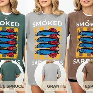 Sardine Shirt Beach Wear, Retro Sardines Graphic Shirt, Fish Camp Tee, Amalfi Aesthetic, 100% Cotton Comfort Colors, Funny Sardine T-Shirt image 7