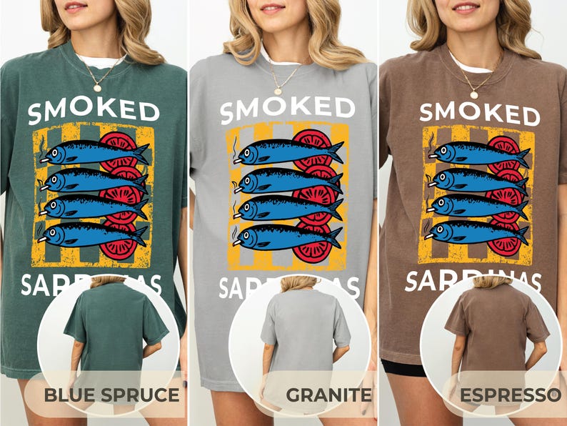 Sardine Shirt Beach Wear, Retro Sardines Graphic Shirt, Fish Camp Tee, Amalfi Aesthetic, 100% Cotton Comfort Colors, Funny Sardine T-Shirt image 7
