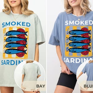 Sardine Shirt Beach Wear, Retro Sardines Graphic Shirt, Fish Camp Tee, Amalfi Aesthetic, 100% Cotton Comfort Colors, Funny Sardine T-Shirt Bay