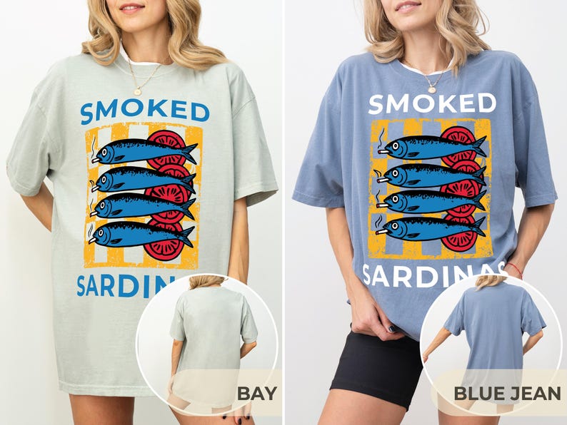 Sardine Shirt Beach Wear, Retro Sardines Graphic Shirt, Fish Camp Tee, Amalfi Aesthetic, 100% Cotton Comfort Colors, Funny Sardine T-Shirt Bay