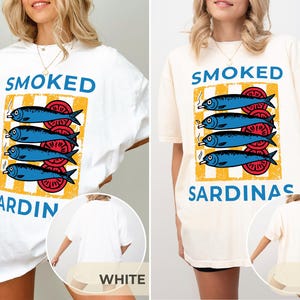 Sardine Shirt Beach Wear, Retro Sardines Graphic Shirt, Fish Camp Tee, Amalfi Aesthetic, 100% Cotton Comfort Colors, Funny Sardine T-Shirt Ivory