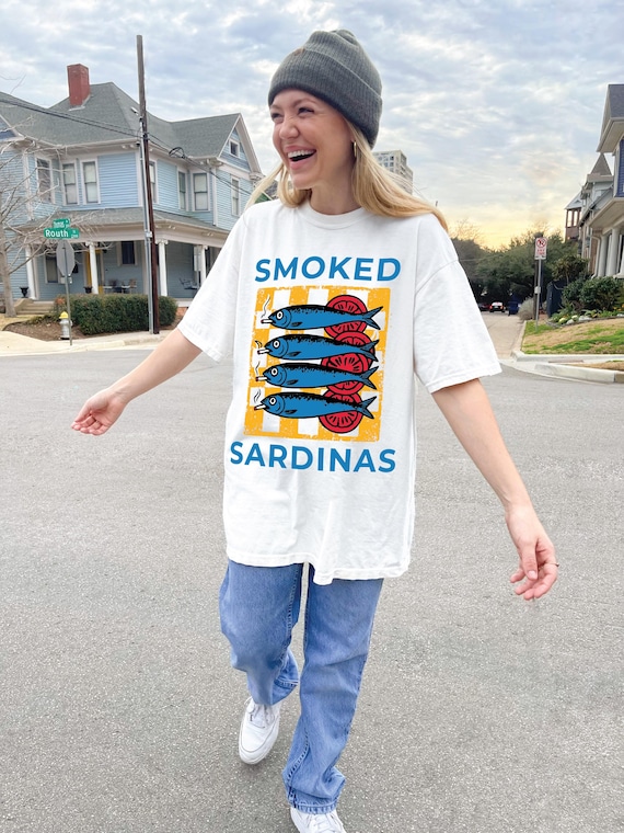 Sardine Shirt Beach Wear, Retro Sardines Graphic Shirt, Fish Camp Tee, Amalfi Aesthetic, 100% Cotton Comfort Colors, Funny Sardine T-Shirt