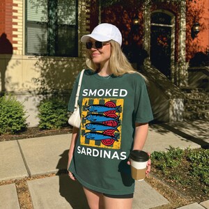 Sardine Shirt Beach Wear, Retro Sardines Graphic Shirt, Fish Camp Tee, Amalfi Aesthetic, 100% Cotton Comfort Colors, Funny Sardine T-Shirt image 3