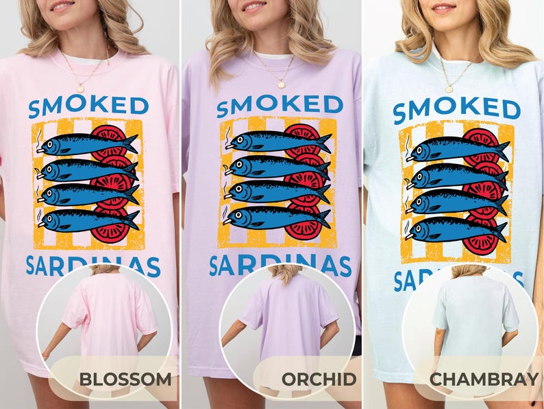 Sardine Shirt Beach Wear, Retro Sardines Graphic Shirt, Fish Camp Tee, Amalfi Aesthetic, 100% Cotton Comfort Colors, Funny Sardine T-Shirt image 5
