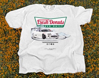 Fresh Donuts Served Daily, Supra Drift Shirt, Car Guy Gift, 100% Cotton Comfort Colors, Car Shirt, Racing Car T Shirt, Gift For Boy, No AI