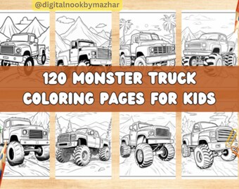 Monster Truck Coloring book: 120 Fun Printable Designs (Digital Download)