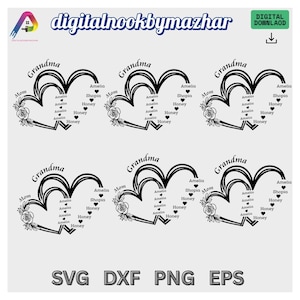 Custom Heart Grandkid Name Svg, Personalized Mama Svg Bundle, Grammy/ Mimi/ Grandma Shirt Svg Love, Gift for Toddlers, Gift for Chappell.