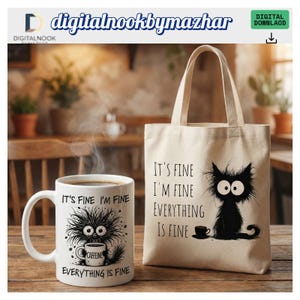 Grappige sarcastische zwarte kat png, humeurige katachtige koffie clipart, knorrige huisdier sublimatie ontwerpcadeau