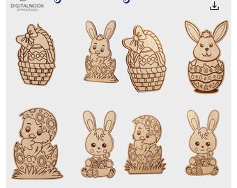 Easter Bunny SVG Bundle - Laser Cut Rabbit Egg Holder Stand & Spring Floral Door Hanger