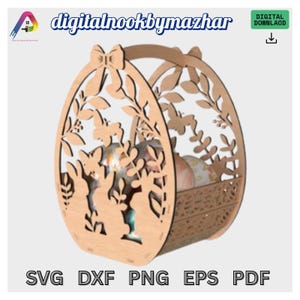 3D Laser cut Mega Bundle, laser-cut designs, Vector files, laser cut files, shapes. Ai, Cdr, Dxf, Easter Basket Bundle SVG Laser Cut Graphic
lasercut designs
Personalized DIY Easter basket painted in pastel colors with a child's name engraved, creative woodcraft project for spring holiday gifting.
Bunny Basket
Wooden Basket
Laser Cut Basket
Egg Holder
Spring Decor
Diy Easter Craft
Layered Svg
Rustic Easter Decor
Handmade Basket
Woodworking Easter
Woodworkg Easter
3d