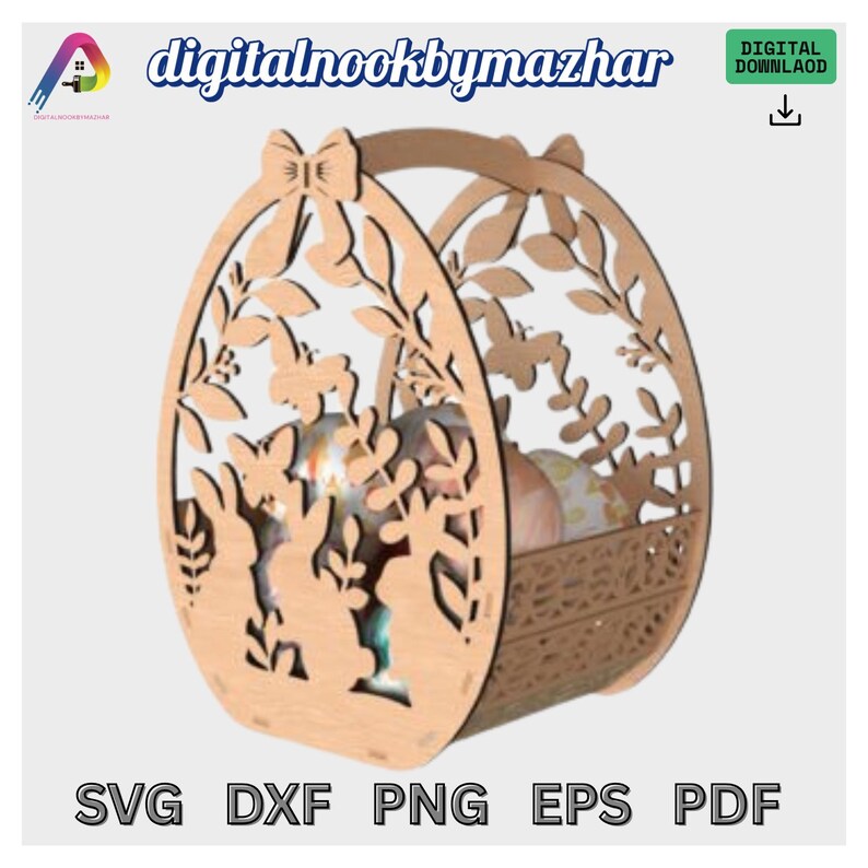 3D Laser cut Mega Bundle, laser-cut designs, Vector files, laser cut files, shapes. Ai, Cdr, Dxf, Easter Basket Bundle SVG Laser Cut Graphic
lasercut designs
Personalized DIY Easter basket painted in pastel colors with a child's name engraved, creative woodcraft project for spring holiday gifting.
Bunny Basket
Wooden Basket
Laser Cut Basket
Egg Holder
Spring Decor
Diy Easter Craft
Layered Svg
Rustic Easter Decor
Handmade Basket
Woodworking Easter
Woodworkg Easter
3d
