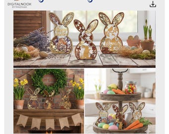 Multilayer Rabbit SVG | 3D Layered Hare Laser Cut File | Spring Shelf Sitter Glowforge Design