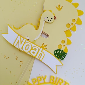 Dinosaur Cake Topper with Name, Kids Dino Birthday Decoration,  Dinosaur Birthday Party, Dino Theme Party, Custom Party Decor