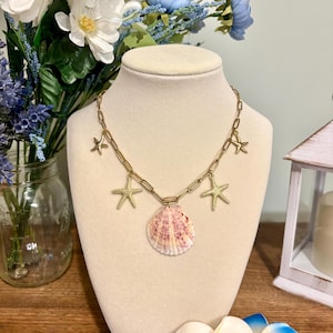 The Kaitlin Necklace | Gold Charm Beach Girl Necklace | Pearl Necklace | Beach Girl Jewelry | Ocean Lover Jewelry | Summer Aesthetic Jewelry